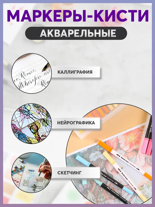 Навигатор Идей Акварельные маркеры для рисования 12 цветов, 12 цв., фото 3