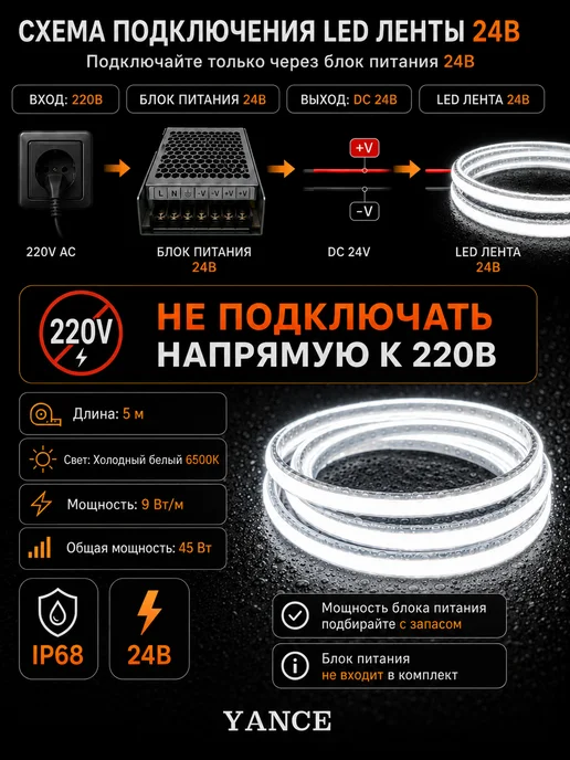 Термостойкая LED лента 5м IP68 6500K，для бани, сауны, улицы, 5 м, фото 7