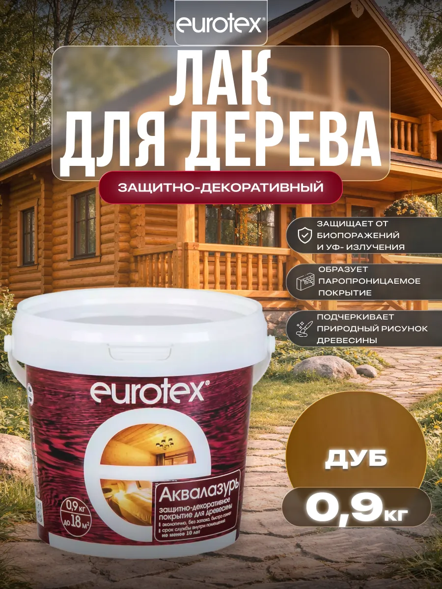 Лак защитно-декоративный для дерева Аквалазурь 0,9 кг