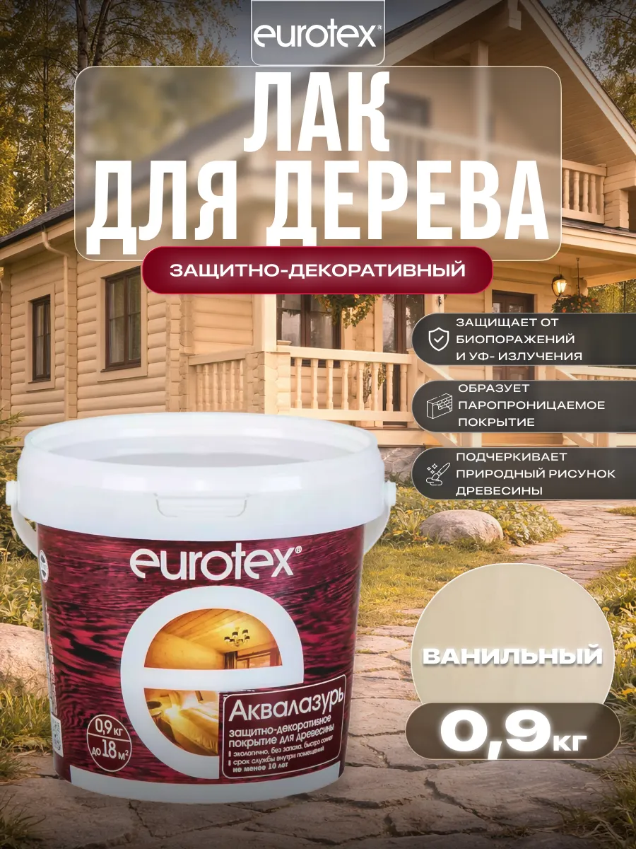 Лак защитно-декоративный для дерева Аквалазурь 0,9 кг