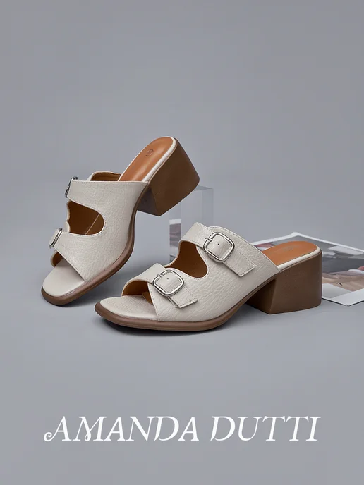 AMANDA DUTTI Мюли на каблуке женские, бежевый, фото 2