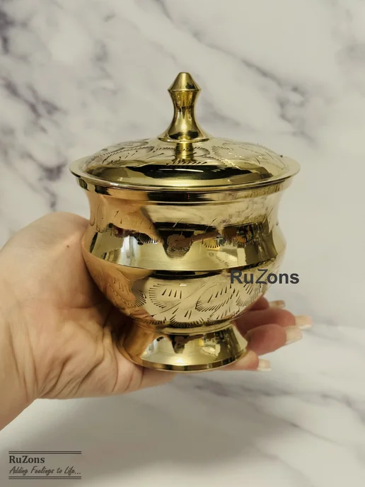 RuZons Сахарница латунная с крышкой и ложкой 125 мл, 250 мл, фото 7