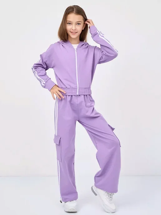 BY99 Kids Костюм спортивный на молнии, фиолетовый, фото 7
