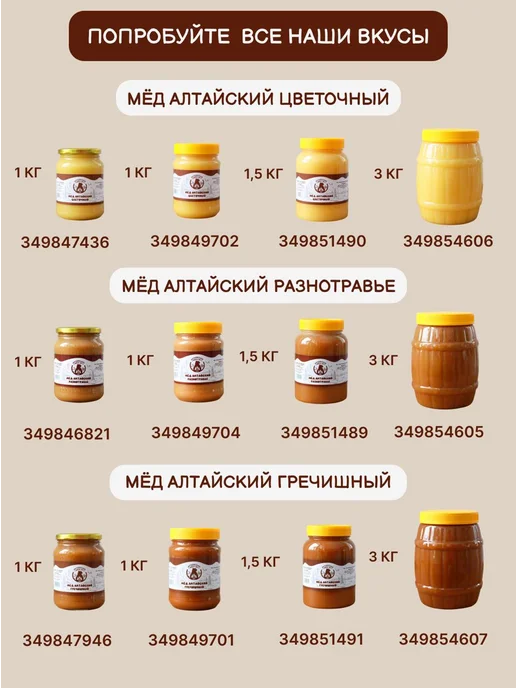 Алтайский мед N1 Свежий натуральный мед разнотравье 1 кг 2026 год, 1 кг, фото 7