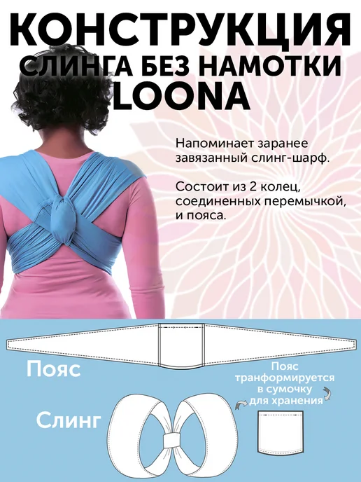 LOONABABY Слинг для новорожденного без намотки, вариант, фото 3