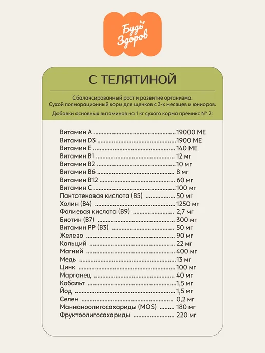 Сухой корм Будь здоров Гранула для собак, мелкие, щенки, телятина, 2,5 кг, фото 3