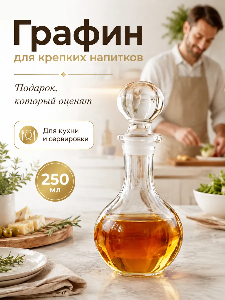 Графин стеклянный для водки 250 мл