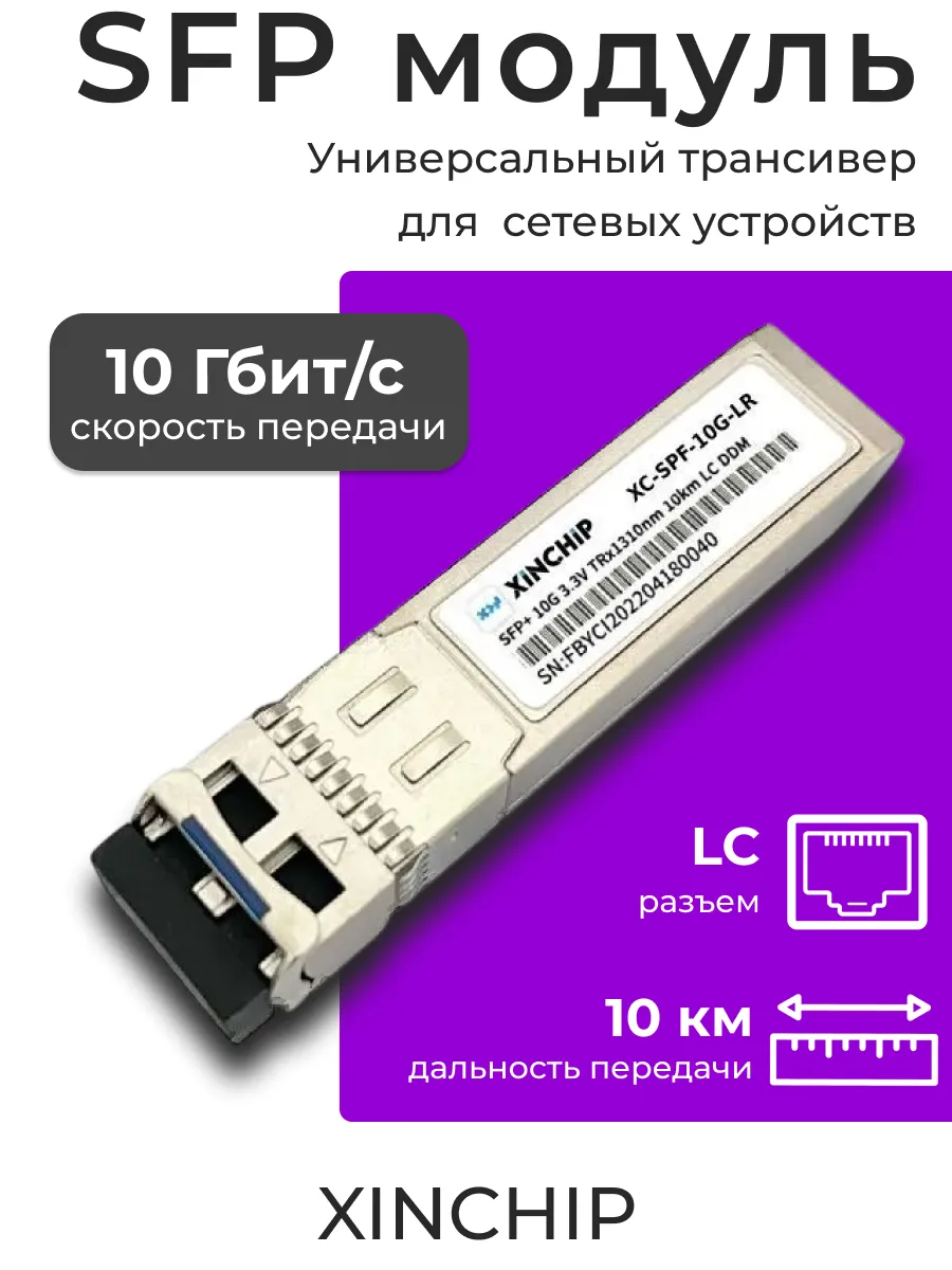 Трансивер 10G SFP+ LR (10 км) одномодовый