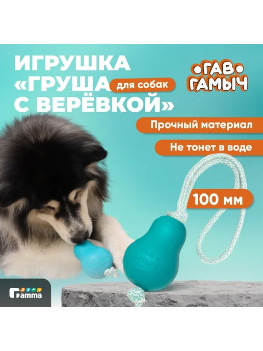 GAMMA Игрушка для собак ГАВ ГАМЫЧ Груша с веревкой, 10*8 см, 10x8 см