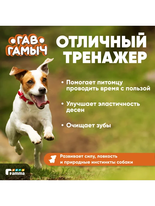 GAMMA Игрушка для собак ГАВ ГАМЫЧ Груша с веревкой, 10*8 см, 10x8 см, фото 4