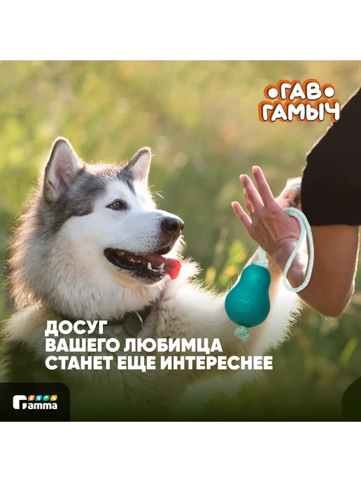 GAMMA Игрушка для собак ГАВ ГАМЫЧ Груша с веревкой, 10*8 см, 10x8 см, фото 5