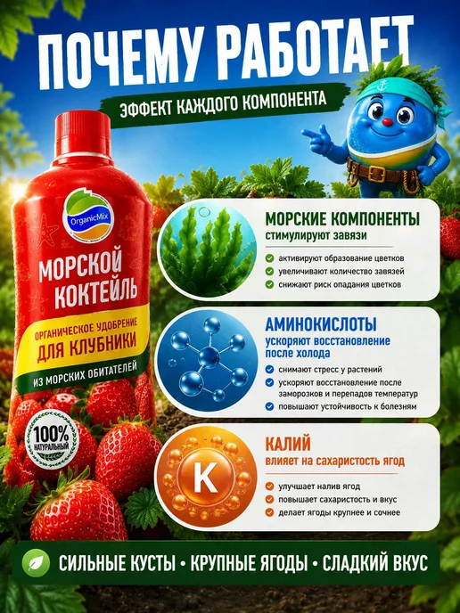 Органик Микс Удобрение для клубники малины смородины. Морской коктейль, вариант, фото 3