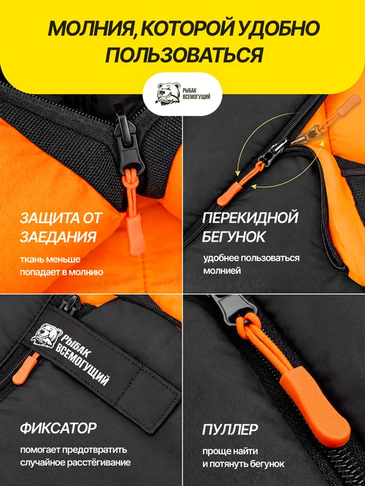 Рыбак Всемогущий Спальный мешок туристический демисезонный летний, черный, фото 5