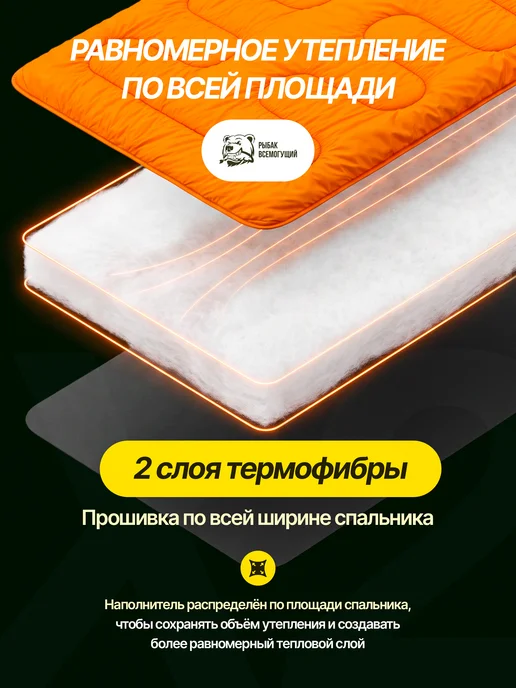 Рыбак Всемогущий Спальный мешок туристический демисезонный летний, черный, фото 8