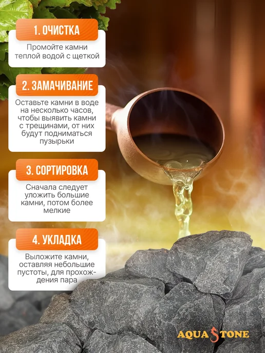AQUASTONE Камни для бани и сауны Порфирит колотый 70-150мм, 10 кг, 10 кг, фото 2