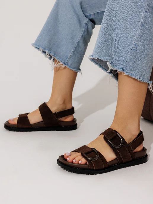 Beon Wear Сандалии летние замшевые на платформе, коричневый, фото 2