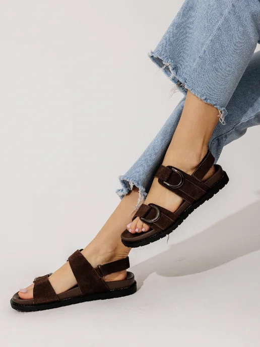 Beon Wear Сандалии летние замшевые на платформе, коричневый, фото 7