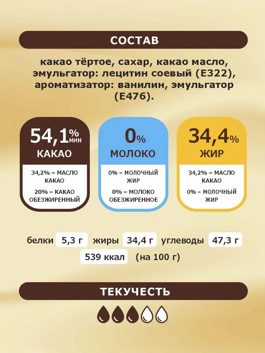 Шоколад и К Шоколад темный кондитерский бельгийский 54,1% какао 1 кг, 1 кг, фото 2