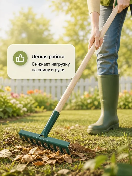 MIR-OPT Грабли садовые витые с черенком, черный, фото 3