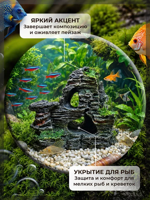 Ланди Декор для аквариума "Грот", черный, фото 3