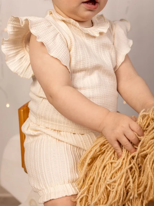 GILDI KIDS Футболка для новорожденных с воланами, белый, фото 3