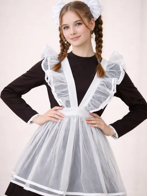 Sonya kids Школьный фартук белый, белый, фото 8