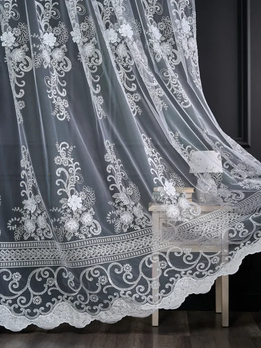 BRAND_TEX Тюль сетка с вышивкой 200х250 см, 200x250 см, фото 3