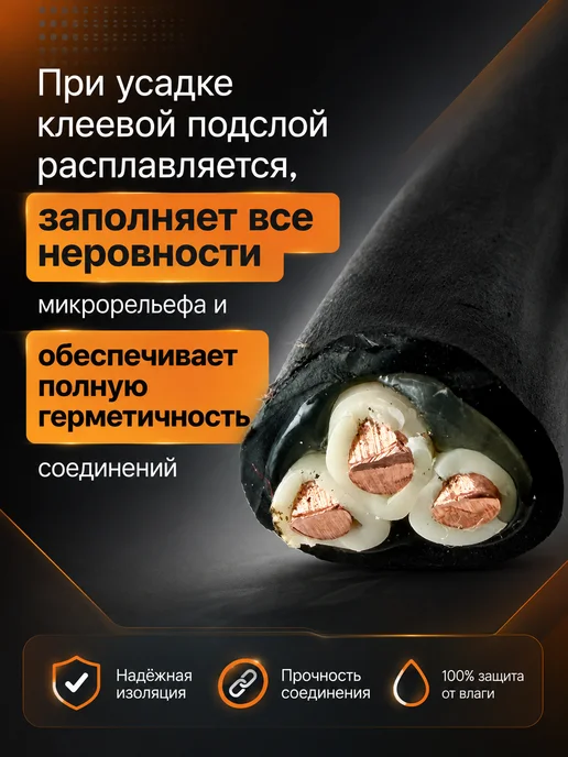 КВТ Термоусадка для проводов клеевая термоусадочная трубка, черный, фото 3