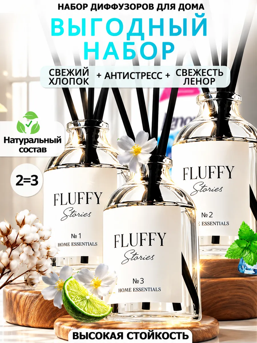 Диффузор для дома с палочками парфюмированный набор 3 шт