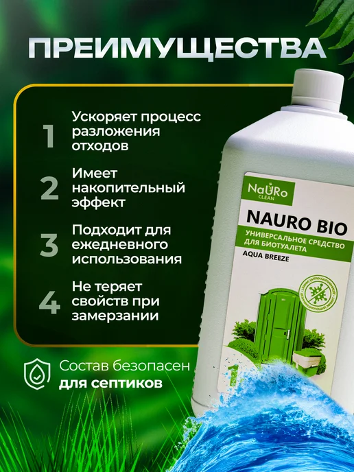 NaURo CLEAN Жидкость для верхнего и нижнего бачка биотуалета, 1 л, 1 л, фото 5