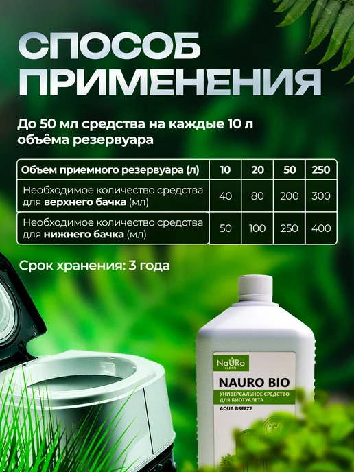 NaURo CLEAN Жидкость для верхнего и нижнего бачка биотуалета, 1 л, 1 л, фото 8
