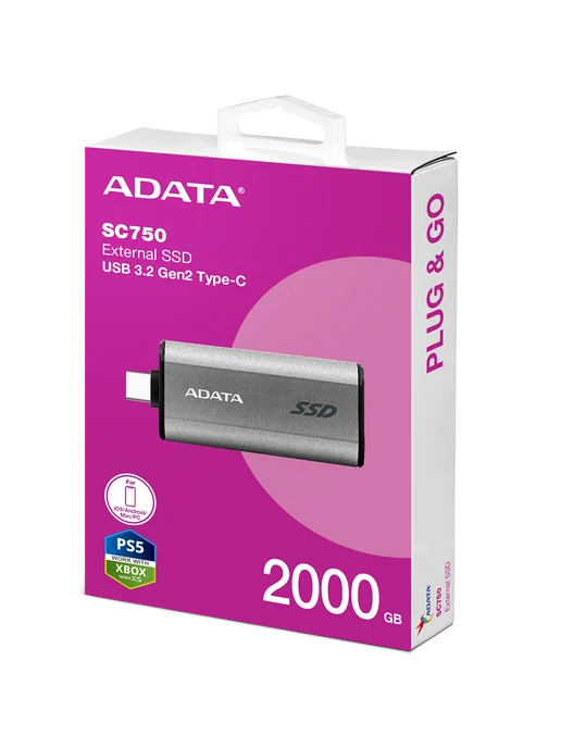 ADATA Внешний SSD 2 ТБ SC750-2000G-CCBK USB Type-C серый, 2 ТБ, фото 8