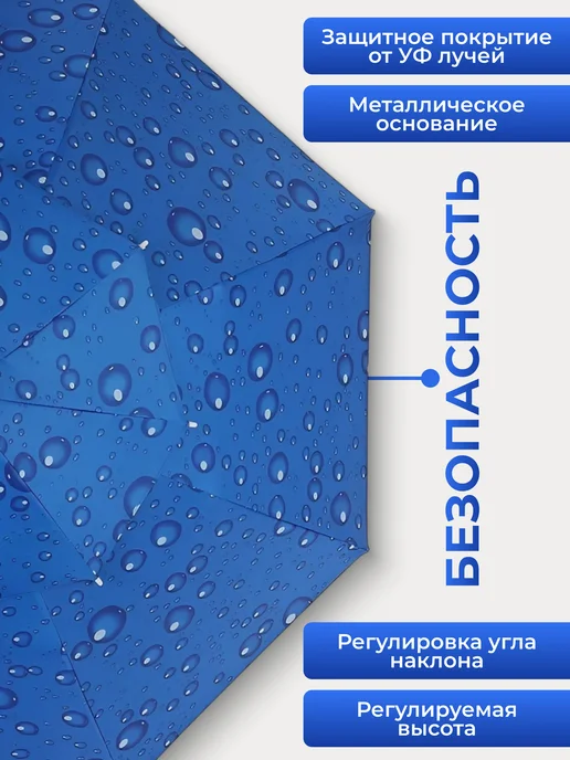 ДомШоп Зонт пляжный большой от солнца для отдыха, синий, фото 3