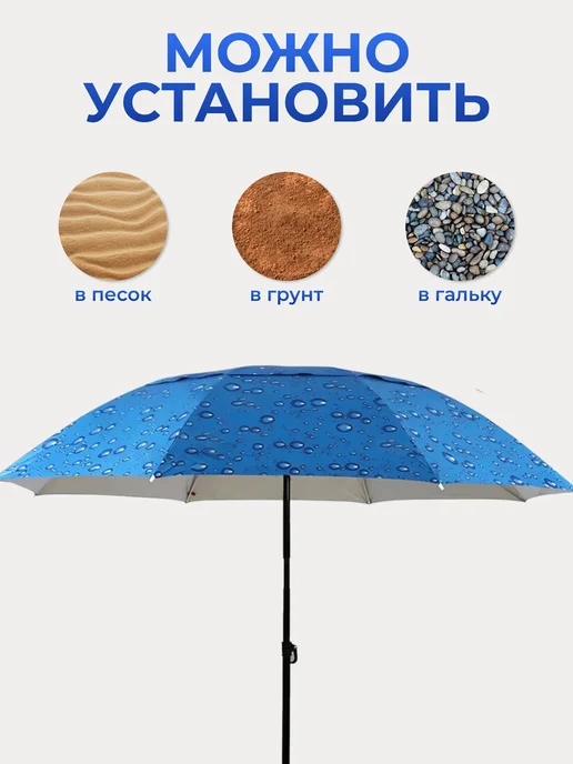 ДомШоп Зонт пляжный большой от солнца для отдыха, синий, фото 6