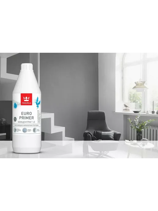 TIKKURILA Грунтовка акрилатная, укрепляющая EURO PRIMER 0,9 л, 900 мл, фото 2