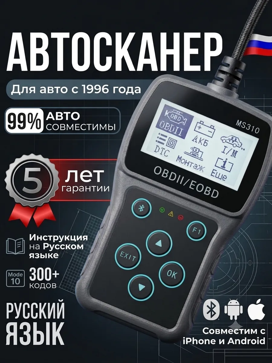 Автосканер obd2, сканер автомобильный диагностический обд2