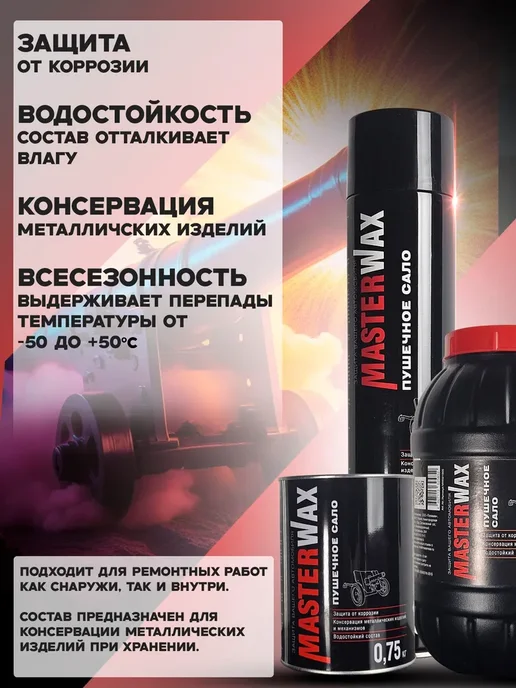 MasterWAX Пушечное сало 1000 мл Мовиль антикор, 1 л, фото 4