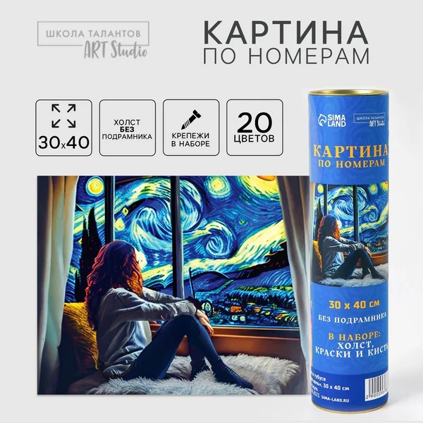 Картина по номерам в тубусе "С видом на звезную ночь"