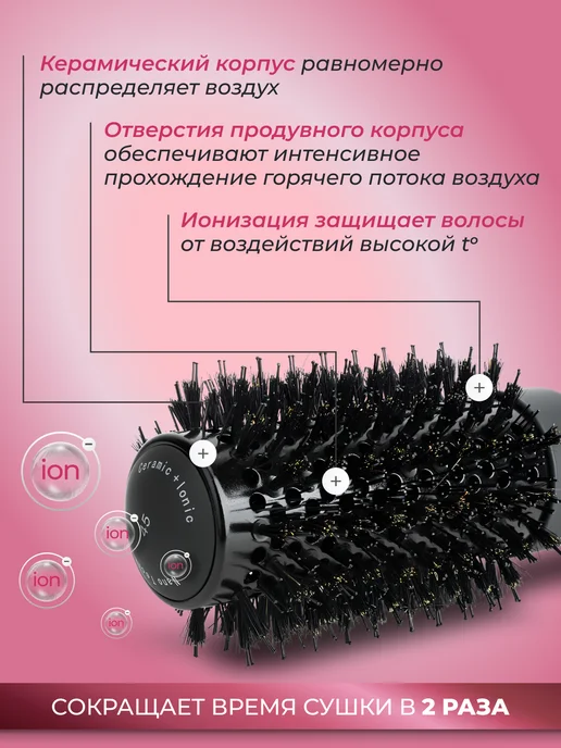 mnenovo Расческа для волос брашинг круглая, черный, фото 2