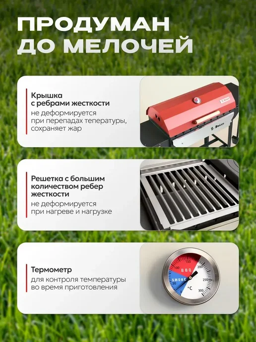 Dukke Мангал для шашлыка разборный с крышкой и подказанником 4 мм, черный, фото 3