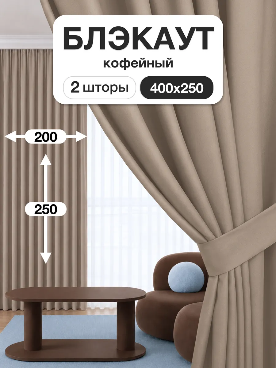 Шторы блэкаут 200х250 см 2шт комплект для гостиной и спальни