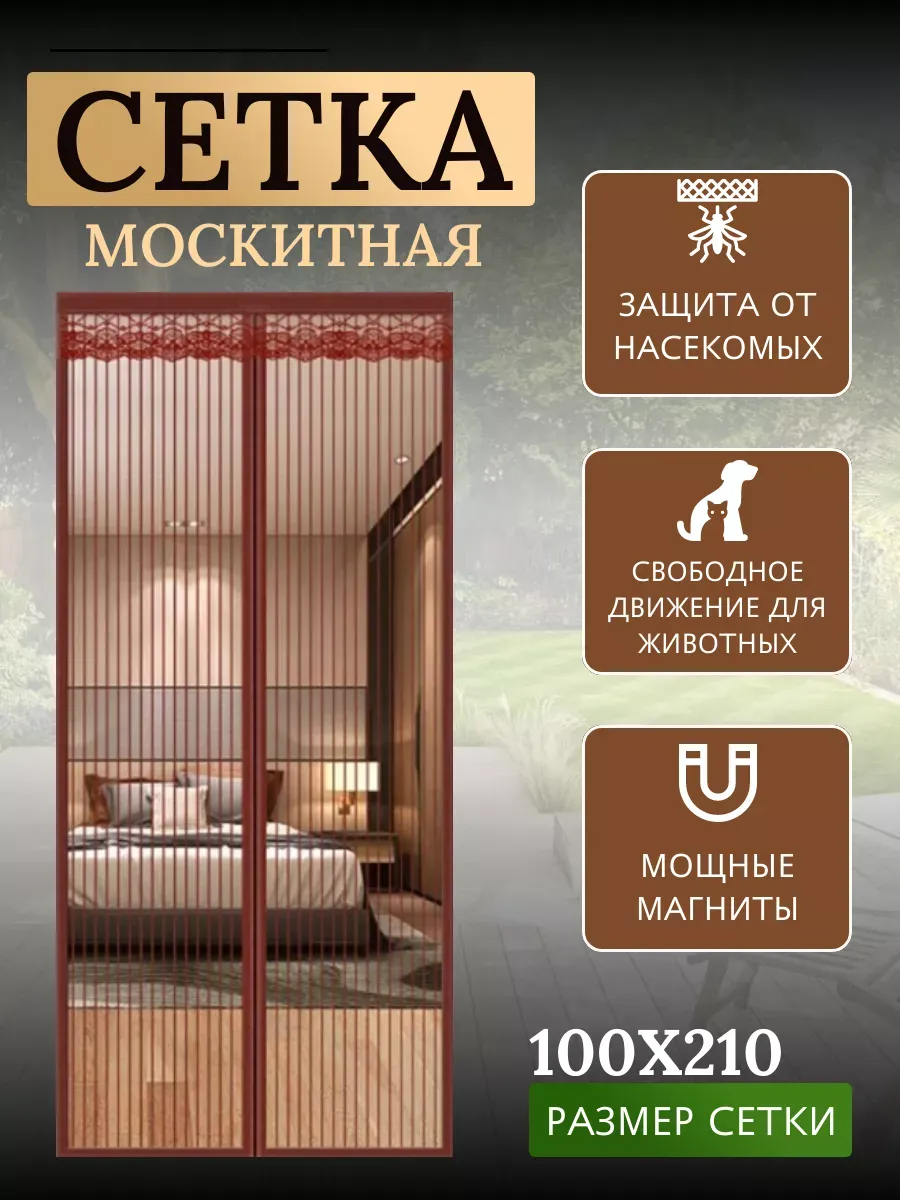 Москитная сетка на дверь коричневая