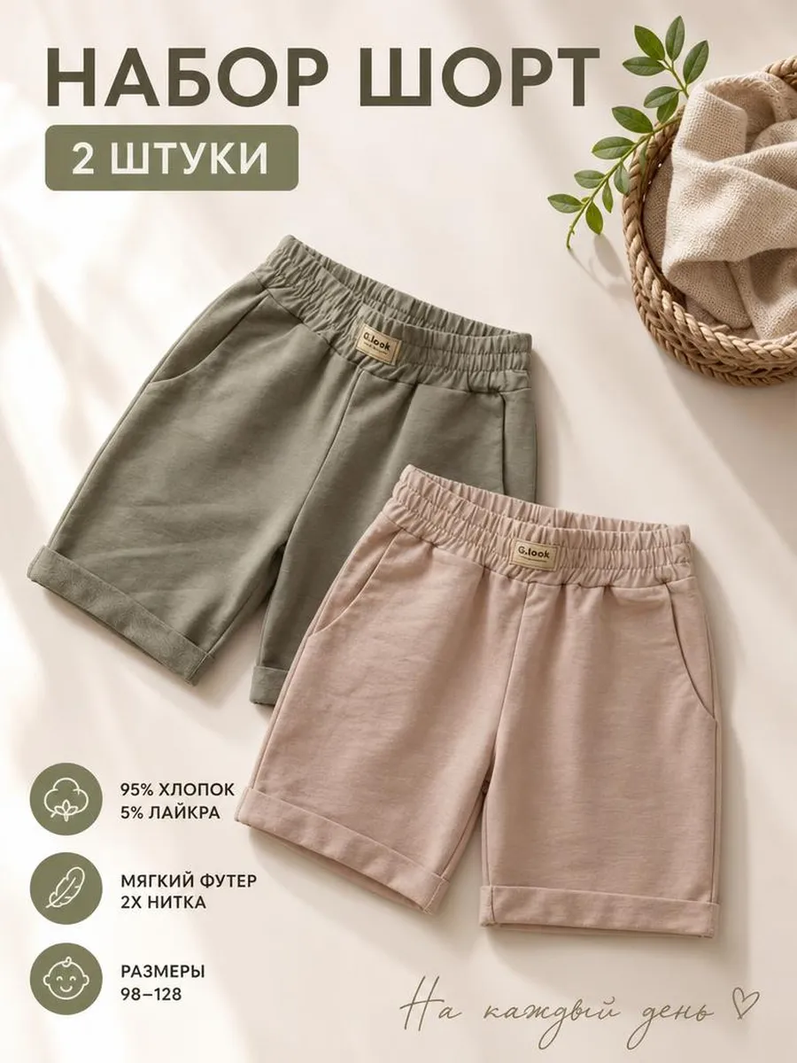 Шорты детские для мальчика, комплект 2 шт