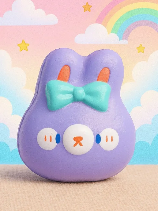 DECORICA TOYS Игрушка сквиш мягкая большая Зайка, фиолетовый, фото 3