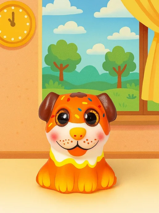 DECORICA TOYS Игрушка сквиш мини мягкая Собака маленькая, оранжевый, фото 3