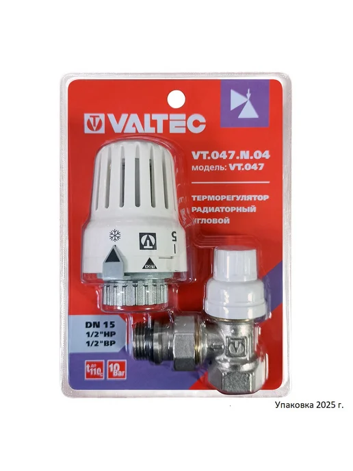 Valtec Клапан с термостатической головкой угловой 1 2" VT.047.N.04, 2 шт, фото 3
