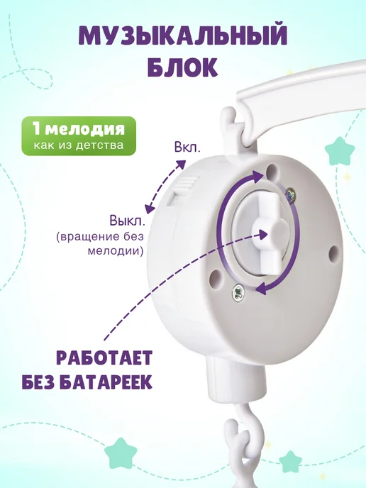 Lilime Мобиль в кроватку для новорожденных музыкальный, вариант, фото 2