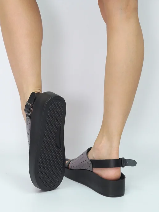 LADY MAGNORIA Босоножки летние кожаные на платформе, черный, фото 5