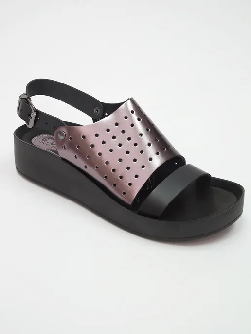 LADY MAGNORIA Босоножки летние кожаные на платформе, черный, фото 6