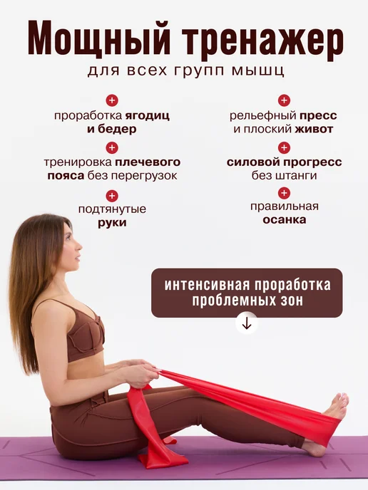 JuleFit Эластичная лента для йоги, пилатеса и растяжки 200 см, красный, фото 6